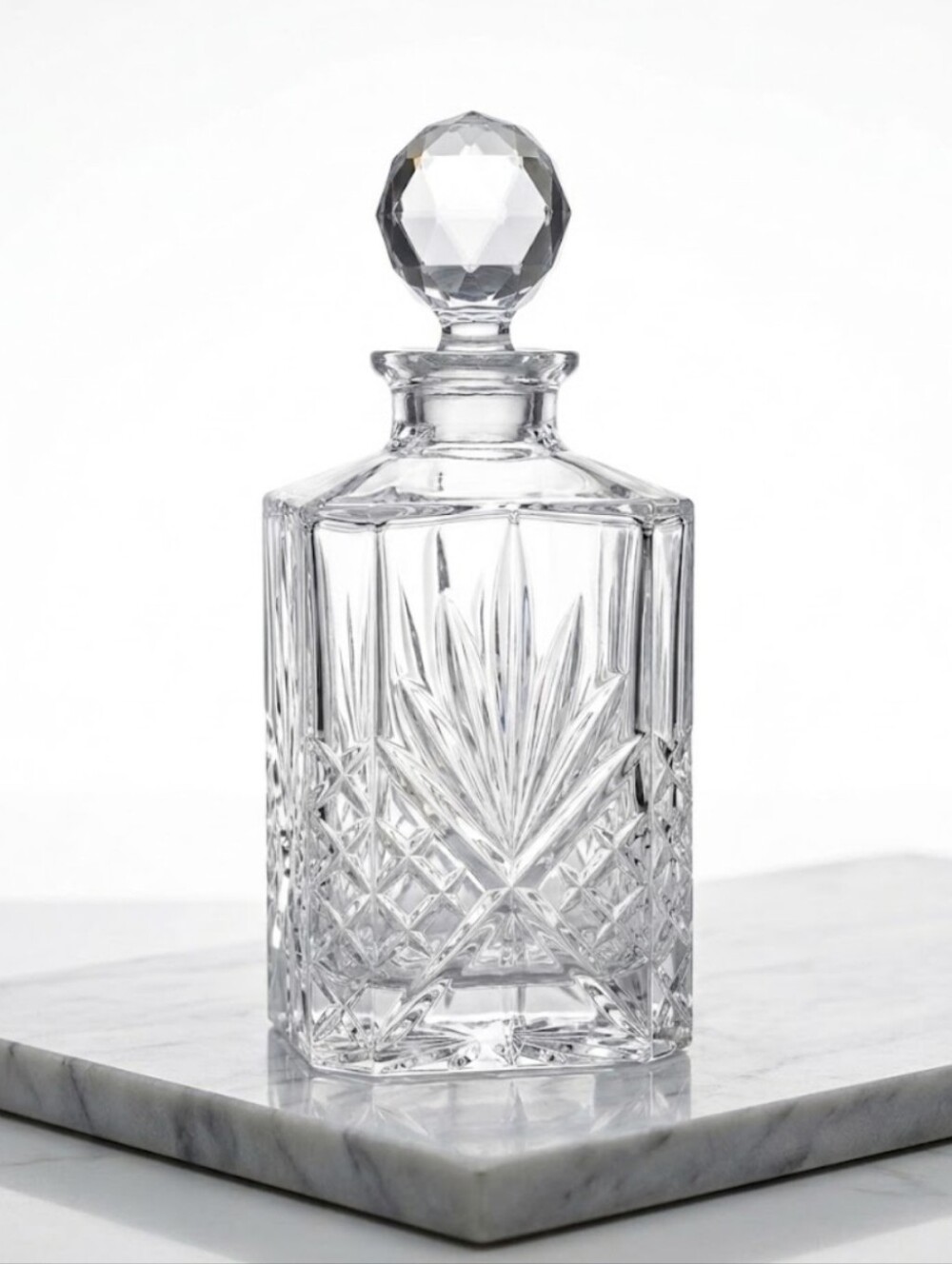 Vintage Mikasa Cavannah Heavy Crystal Square Decanter, 10"